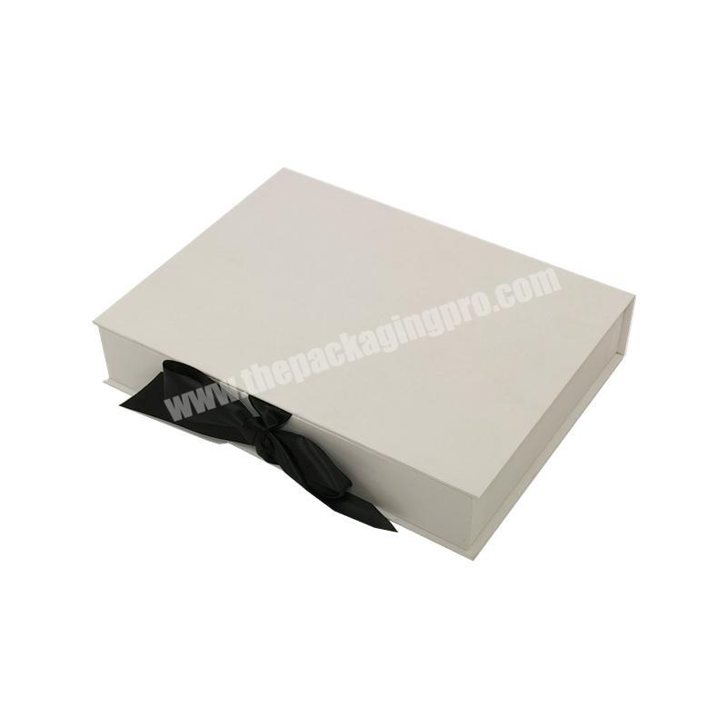 Custom Black White Cardboard Hair Extension Wig  Magnetic Folding Gift Packaging  Box With Ribbon