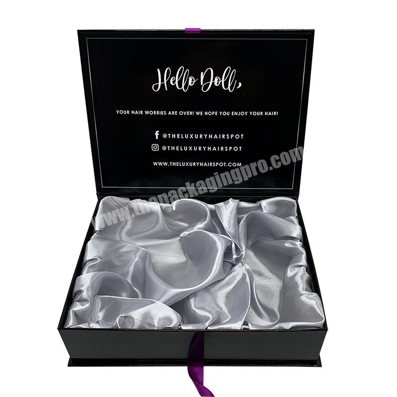 Custom Boxes with Logo Luxury Package Braid Magnetic Gift hair box packaging for Wigs Satin Human Cardboard Wig Packaging Box