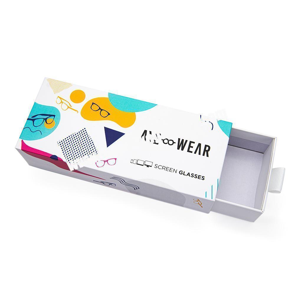 Custom Logo Printed Sunglasses Cardboard Packaging White Rigid Slide Drawer Gift Boxes