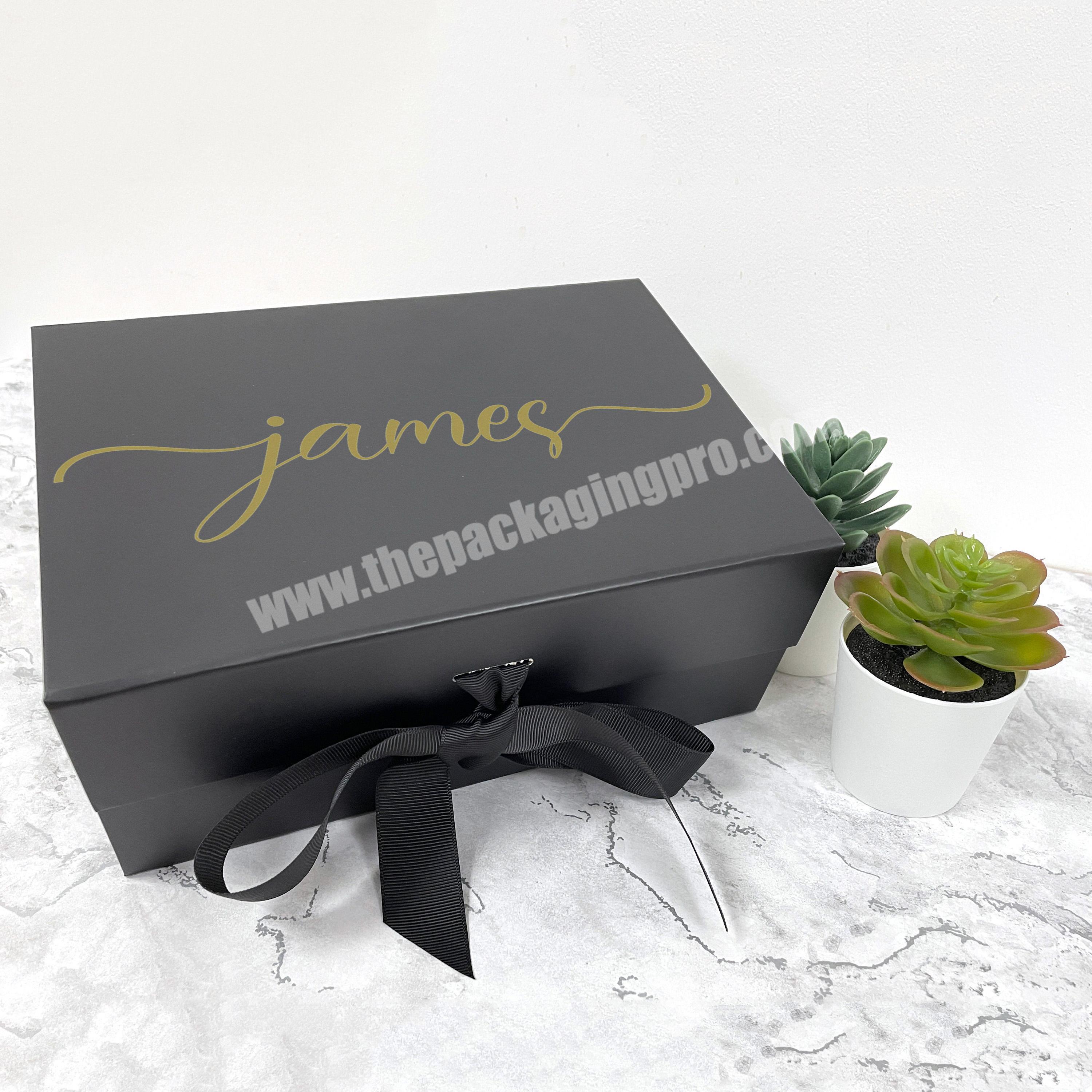 Custom Cardboard Gold Stamping Logo Empty Pink Folding Gift Box Ribbon Closures With Magnetic Lid