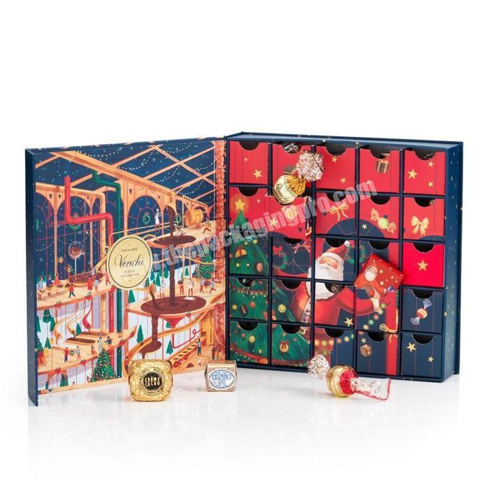 Custom Christmas Advent Calendar Bag Paper Gift Box Candy Package avent calendar box Advent Calendar For Cosmetic Makeup