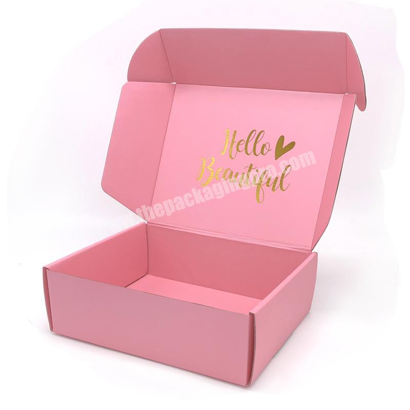 Custom Clothing Boxes with Logo for Underwear Luxury Pink Clothes Tshirt Lingerie corrugated Carton Apparel Packaging Supplies