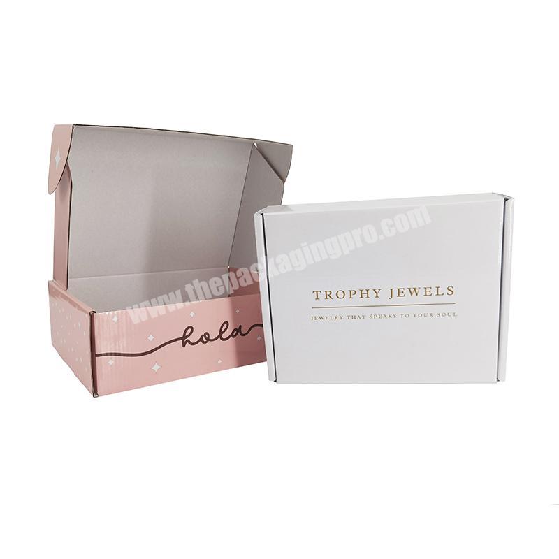 Custom Colored Boxes Logo Packaging Pink Cardboard Printed Eco Clothing Cosmetic Flat  Mailer Box