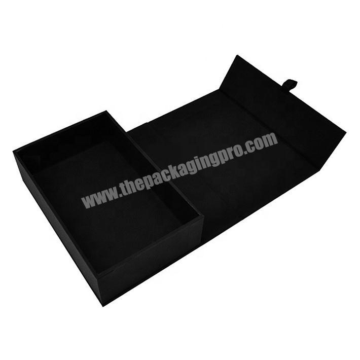 Custom Design Black Rigid Cardboard Magnet Closure Box with Ribbon