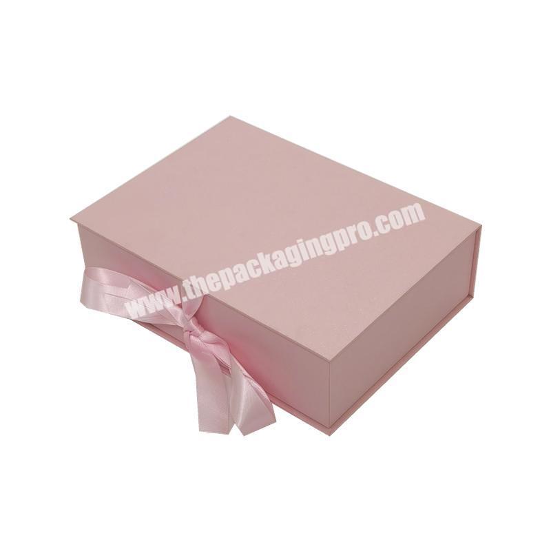 Custom Design Paper Cardboard Folding Box Magnetic Gift Box With Ribbon Handle