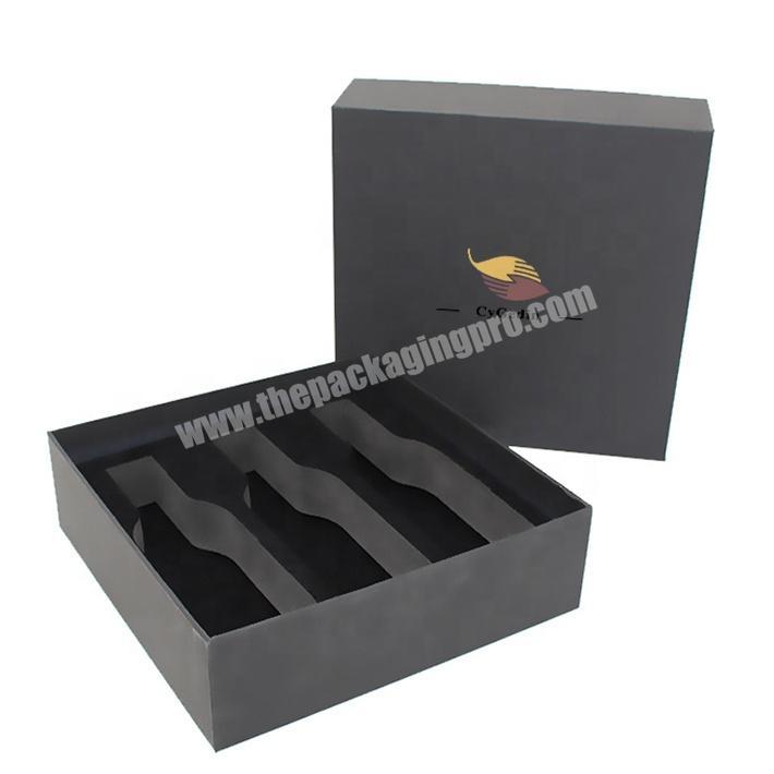 Custom Design Retail Cardboard Black Top Lid Essential Oil Gift Set Packaging Paper Box With Your Logo And Insert