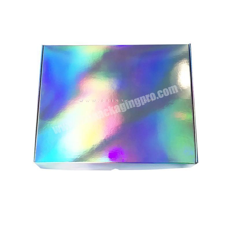 Custom Display Foldable Rainbow Paper Packaging Holographic Mailing Box