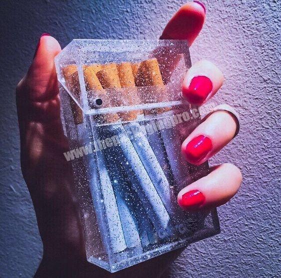Custom ECO-Friendly Transparent Acrylic Cigarette Display Case Clear Box For 20pcs 100 MM Cigarettes