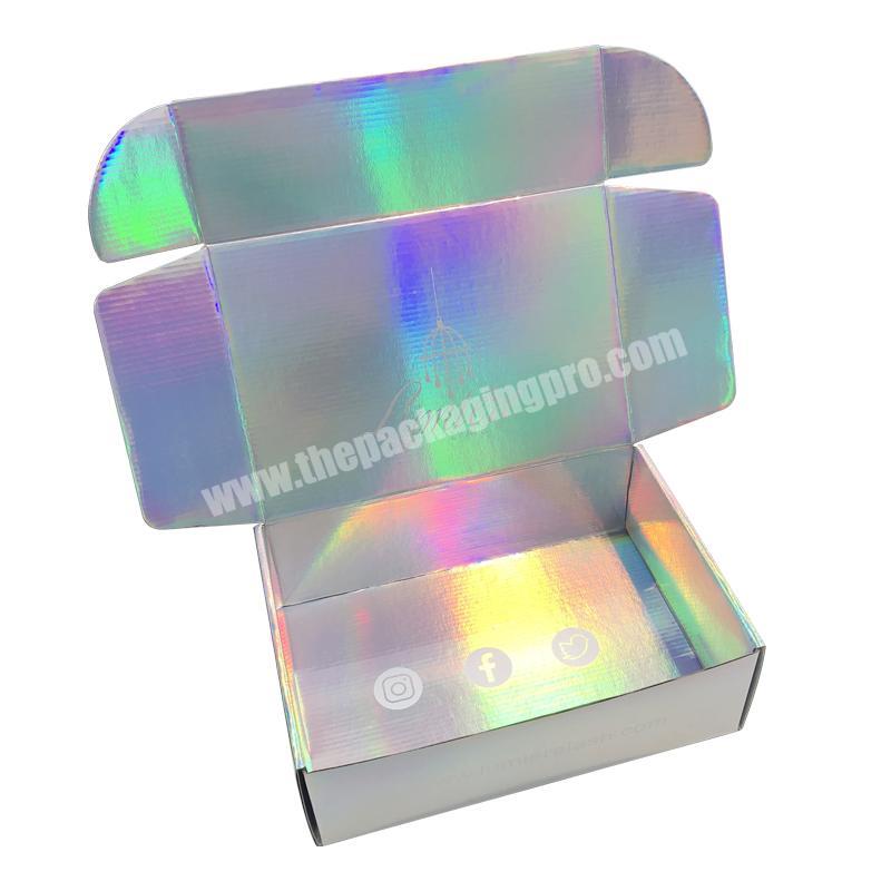 Custom Fancy Hologram Corrugated Paper Gift Box Holographic Cosmetic Mailer Shipping Packaging Box