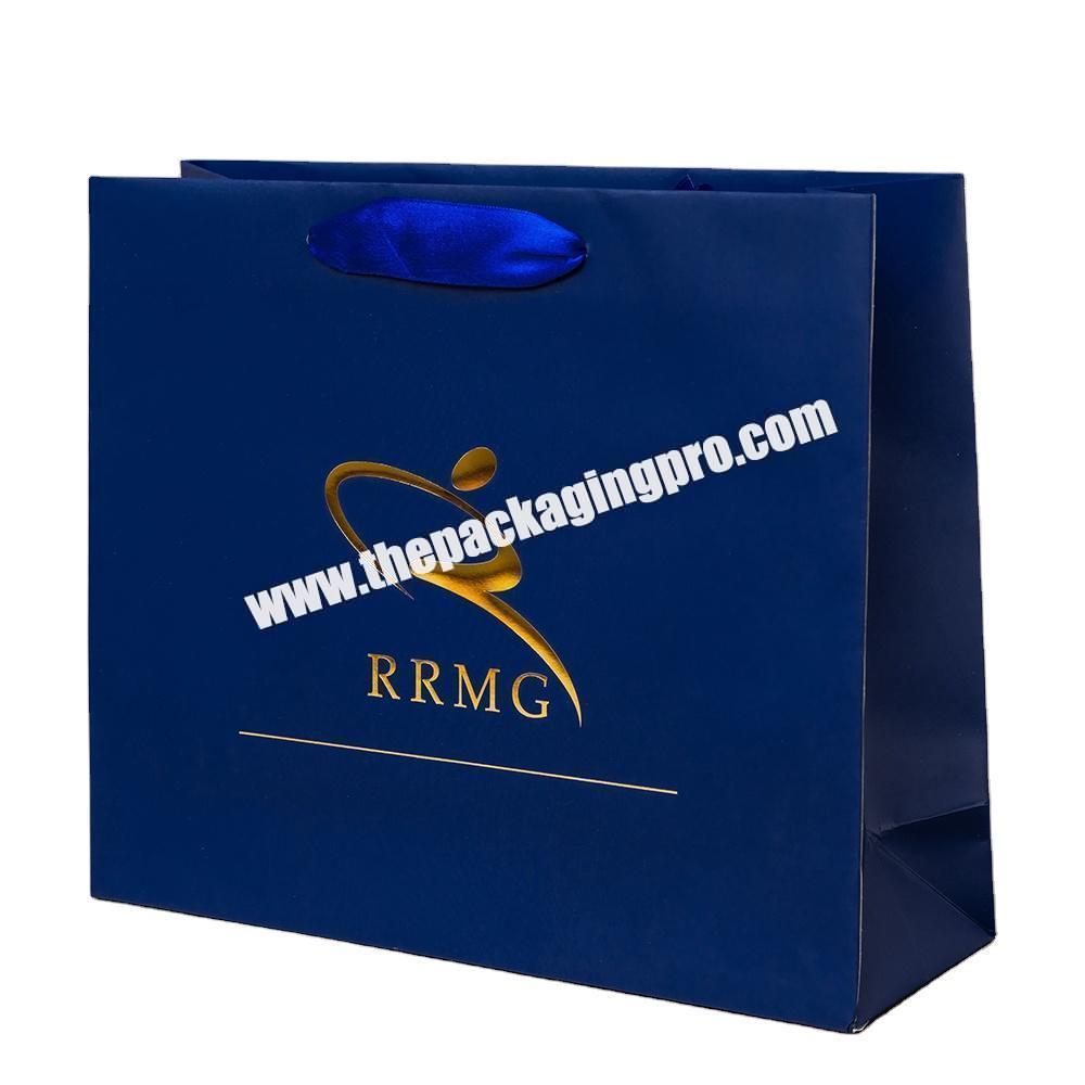 Custom Gold Logo Printed Paper Shoes Cloth Packaging Gift Shopping Bag Paperbag