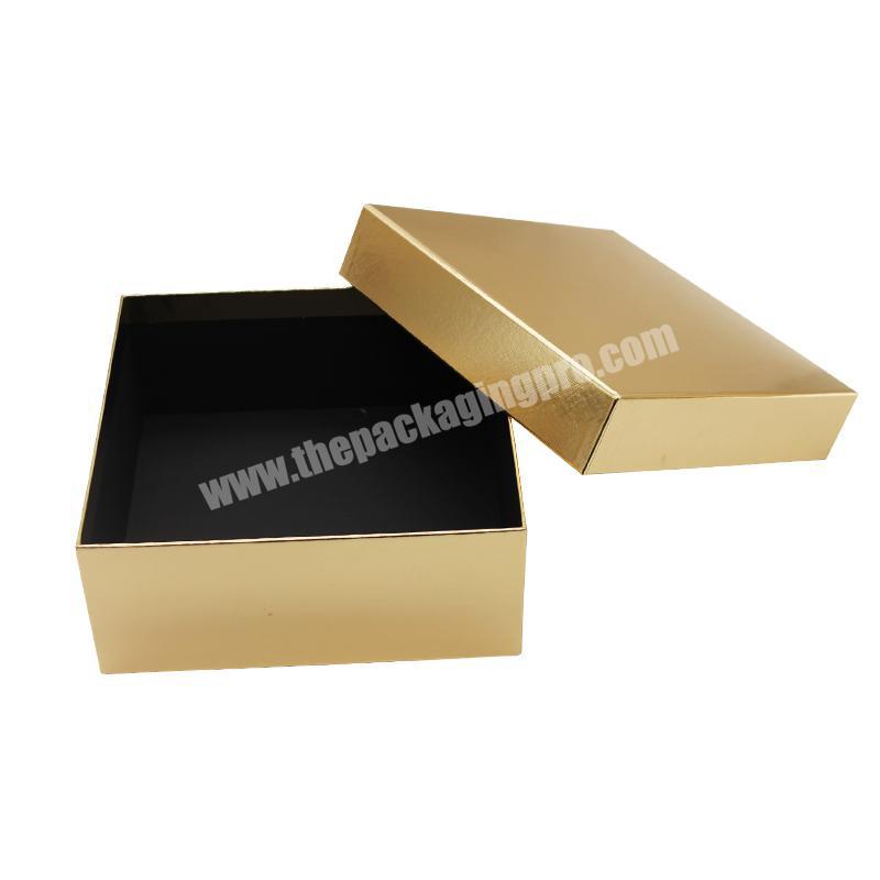 Custom Gold Two Piece Boxes Luxury Cosmetic Packaging Art Paper Lid and Base Rigid Cardboard Box