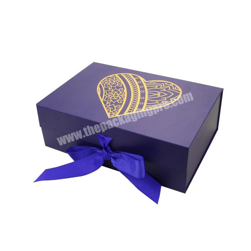 Custom LOGO Gold Foil Printed Book Like Style Hair Extension Packing Gift Boxes with Magnets Ribbon