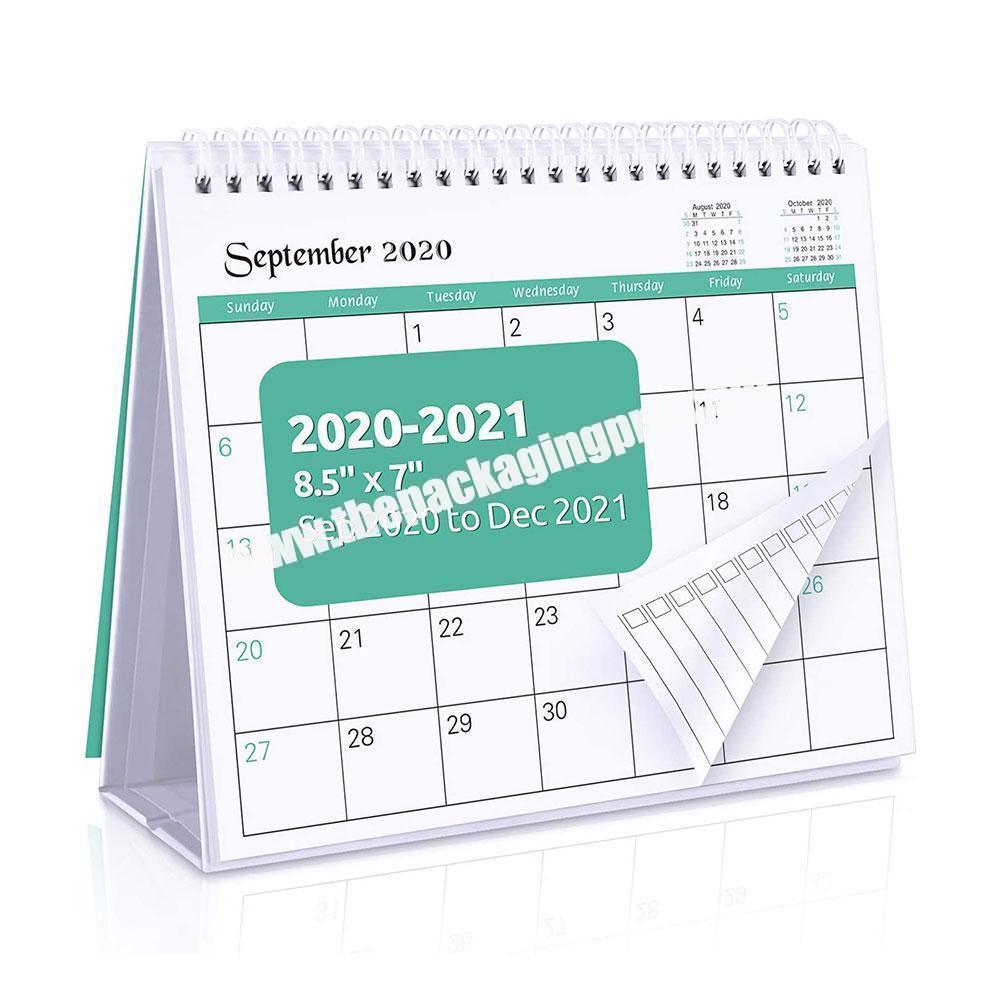 Custom Logo 2020 -  Desktop Stand Up Table Desk Spiral Monthly Calendar