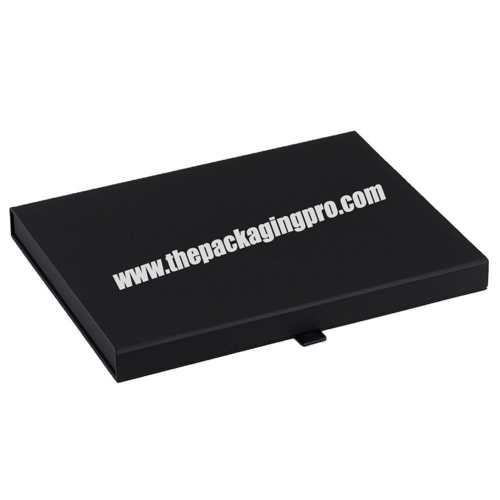 Custom Logo A4 Folding Magnet Rigid Cardboard Packaging Flat Black Gift Boxes
