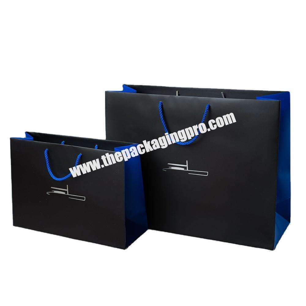 Custom Logo Black Paper Luxury Packaging Gift Shopping Bag For Fashion Apparel Jewelry