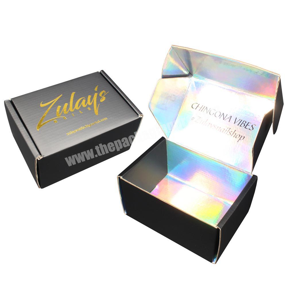 Custom Logo Black Rainbow Cosmetics Holographic Packaging