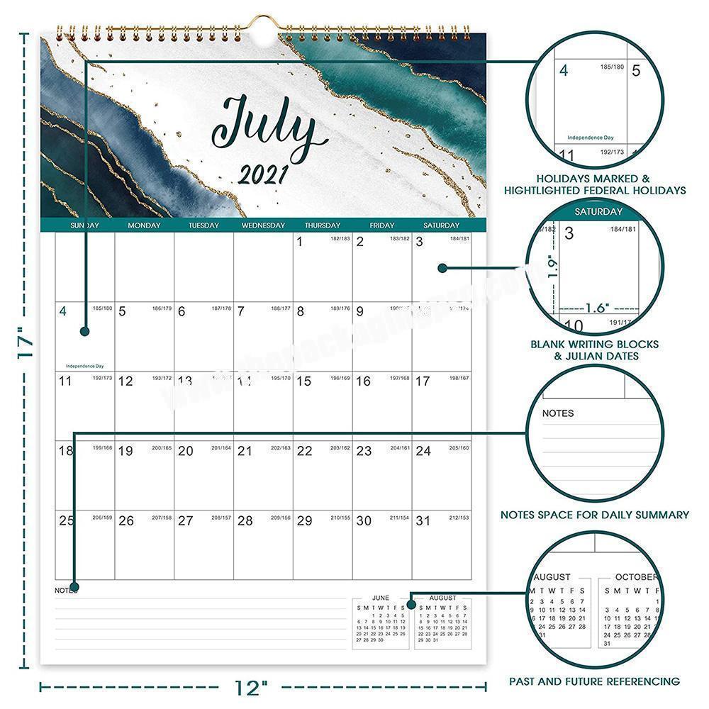 Custom Logo Printed  2022 Wall Hanging Monthly Desk Spiral Long Calendar Planner manufacturer