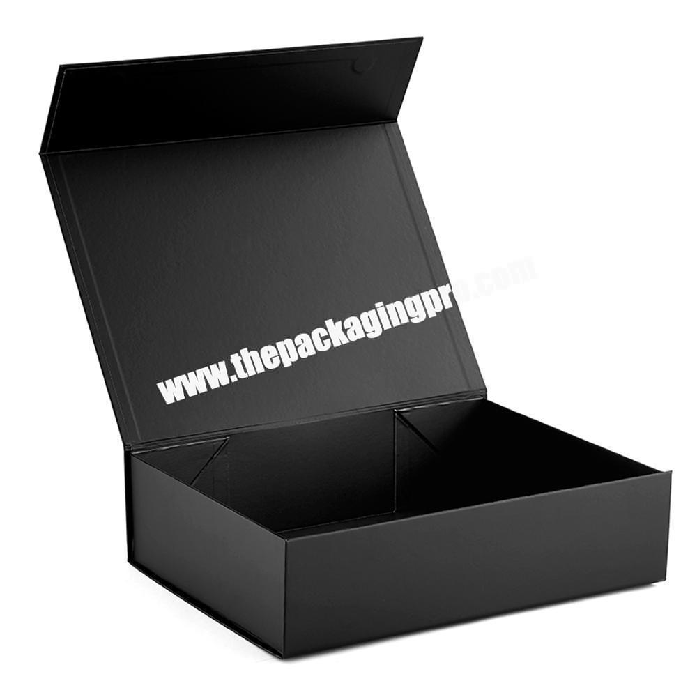 Custom Logo Cardboard Packaging Folding Black Rigid Paper Gift Boxes Wth Magnetic Lid Closing