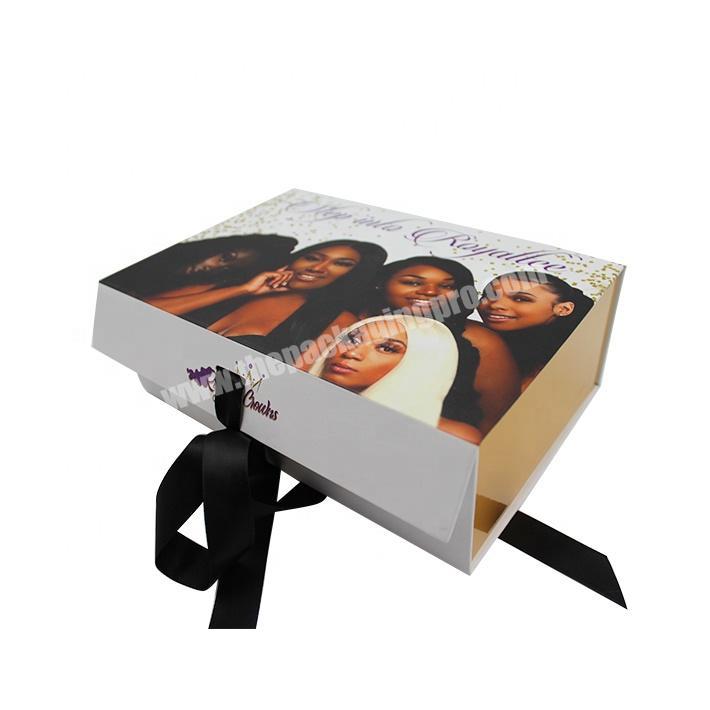 Custom Logo Cardboard Packaging Magnetic Foldable Box Tile transport for Wig