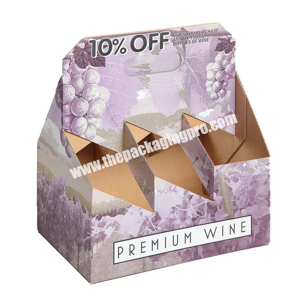 Custom Logo Corrugated Cardboard Drink Paper Packaging 6 Pack Wine Beer Carrier Holder