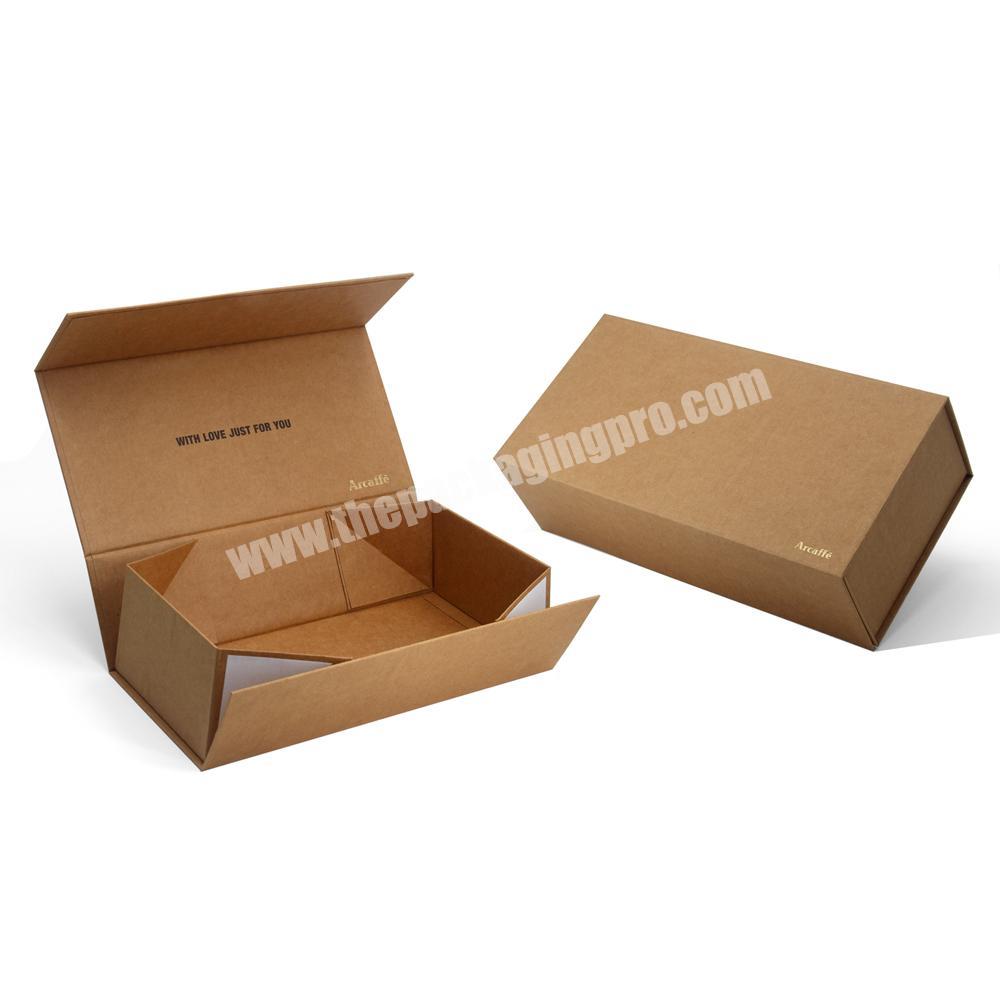 Custom Logo Fancy Sustainable Biodegradable Foldabling Brown Kraft Magnetic Foldable Gift Packaging Box
