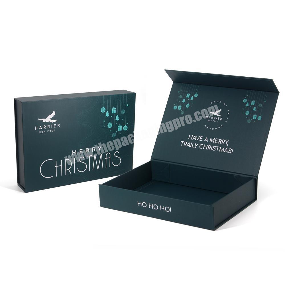 Custom Logo Flat Pack Magnetic Merry Christmas Hamper Gift Boxes Packaging