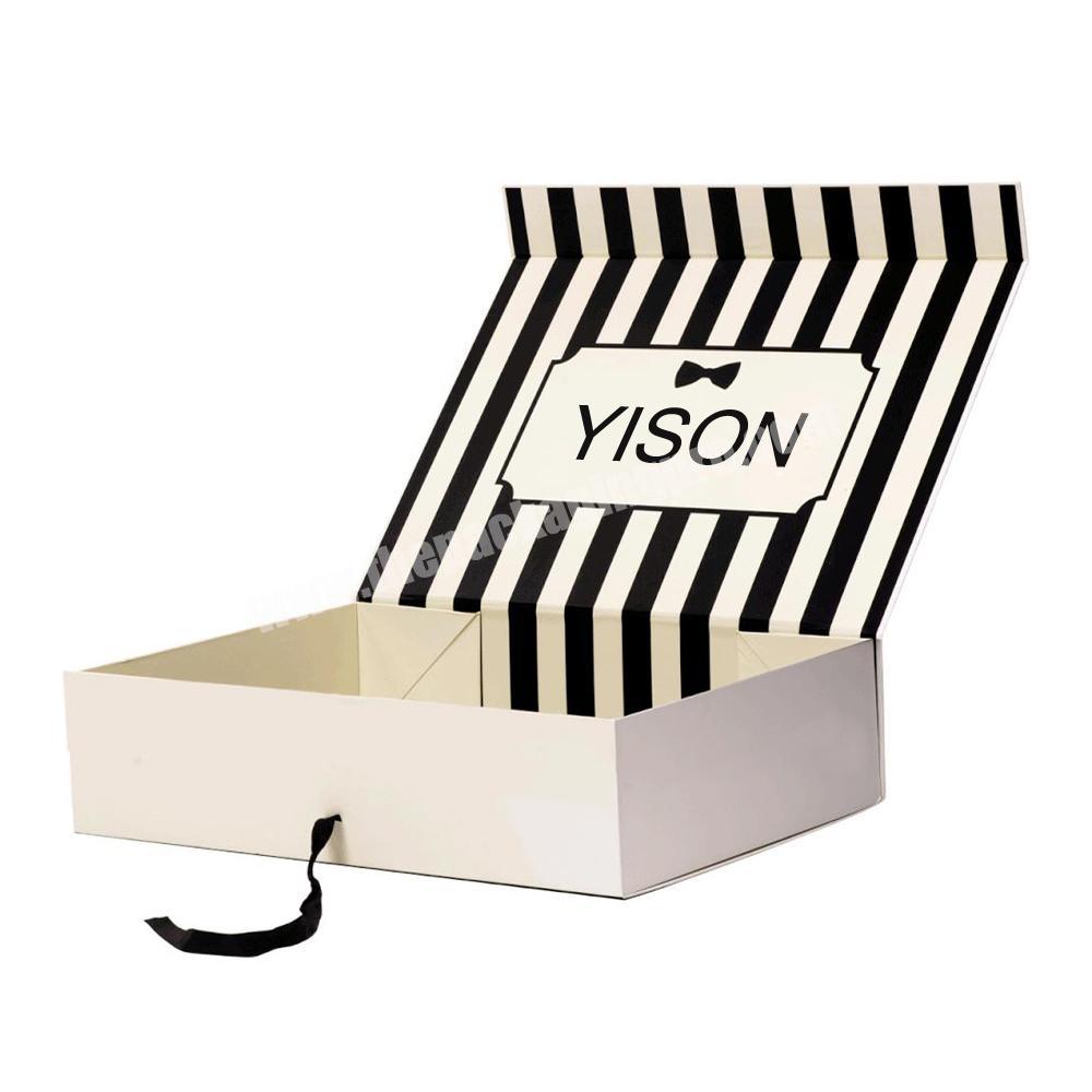 Custom Logo Folding Black And White Striped Giveaway Gift Box