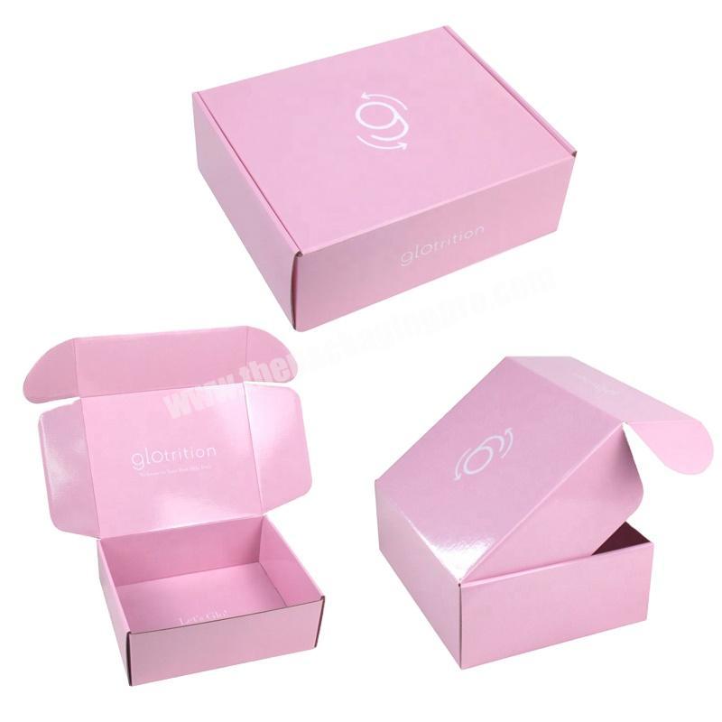 Custom Logo Glossy Cardboard Cartons Shipping Mailer Box Pink Cosmetic Set Mailing Skin Care Corrugated Packaging Box