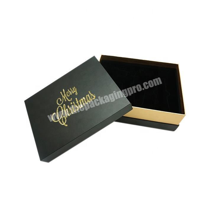 Custom Logo Gold Foil Stamping Lid and Base Top and Bottom Box 2 Piece Lid Off  Rigid Gift Packaging Box with EVA Inside