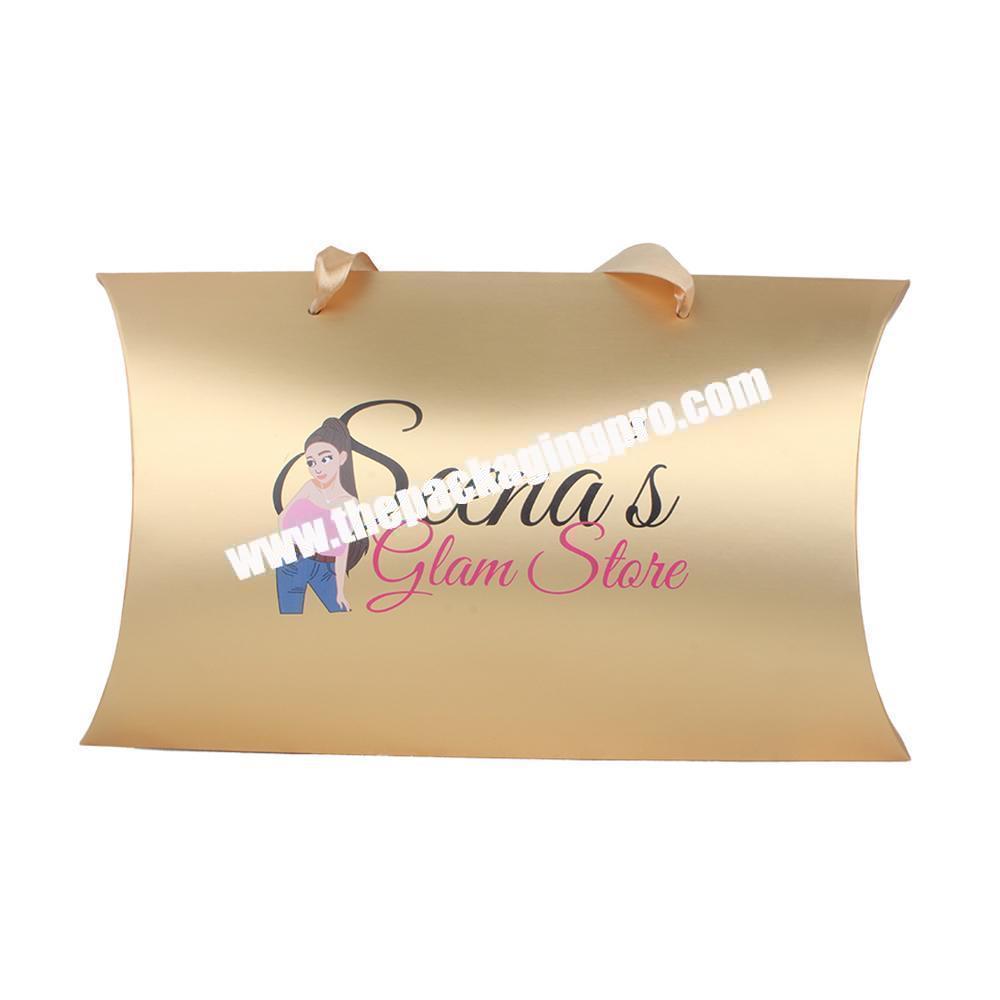Custom Logo Gold Folding Wig Packaging Pillow Paper Gift Boxes For hair bundles