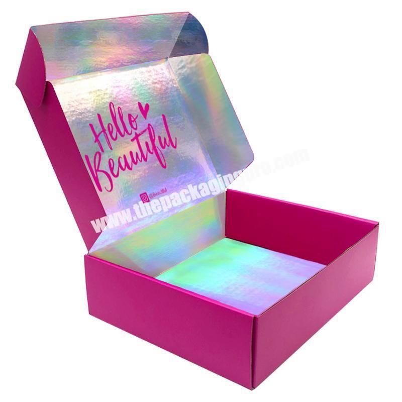 Custom Logo Holographic Mailing Mail Box Package Gift Cosmetic Packaging for Lip Gloss eyelash lash Mailer packaging box