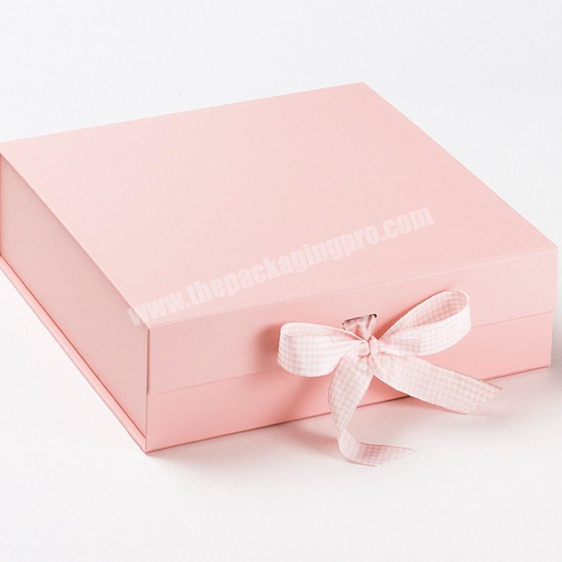 Custom Logo Large Luxury Pink Rigid Magnetic Folding Paper Packaging Gift Box for Packing