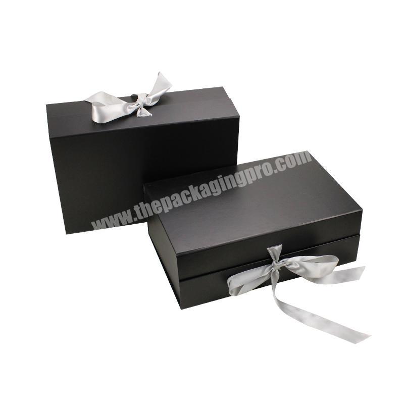 Custom Logo Long Rigid Gift Box Hard Black Rigid Packaging Boxes