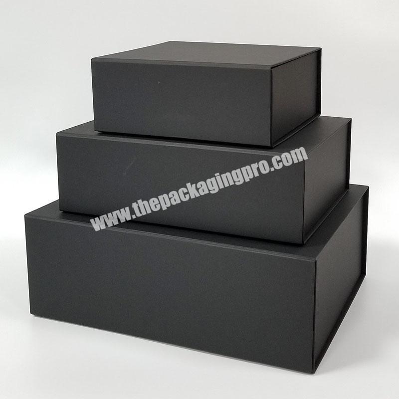 Custom Logo Luxury Black Color Rigid Flat Magnetic Folding Gift Box For Packaging