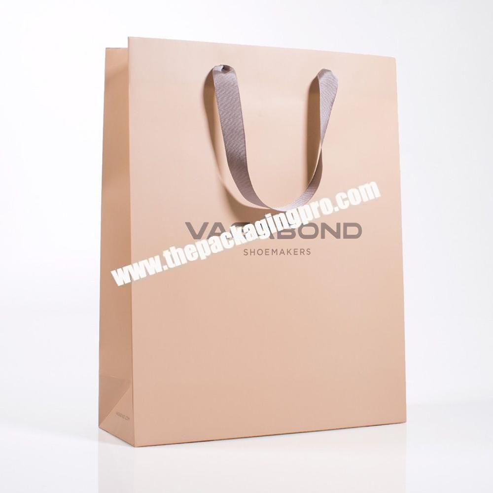 Custom Made Logo Luxury Pink Paper Packaging Gift Shopping Bag Paperbag With Ribbon Handle