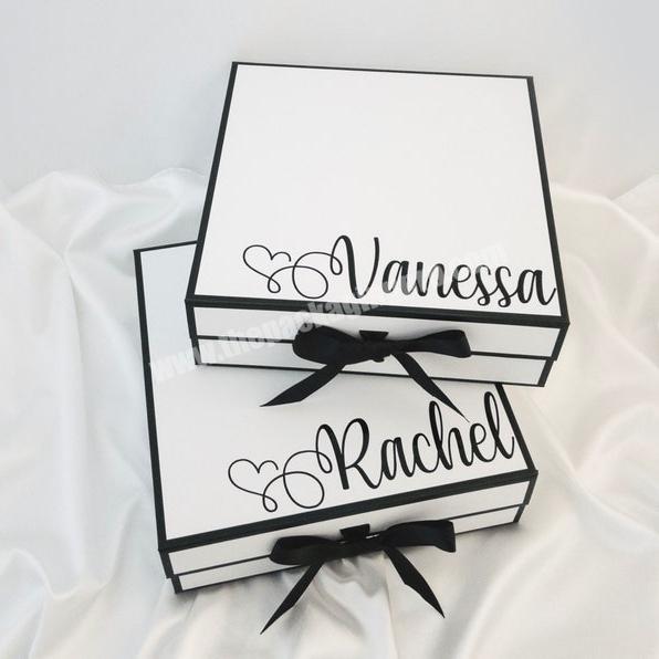 Custom Logo Luxury Cardboard Magnetic Foldable Gift Box With Ribbon Closure