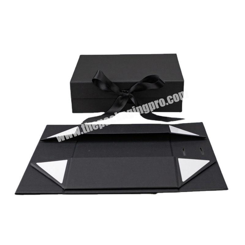 Custom Logo Luxury Magnetic Lid Easy Folding Packaging Black Magnetic Gift Boxes
