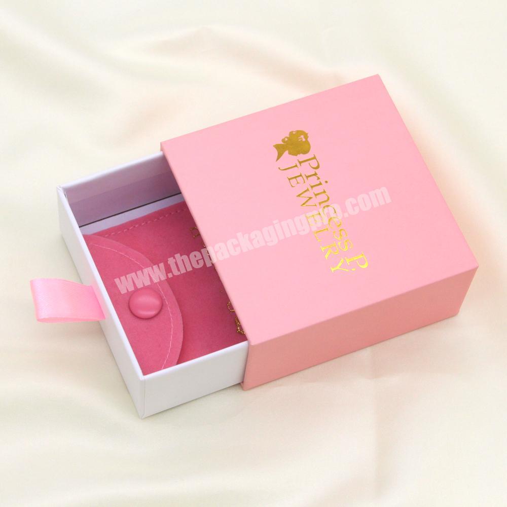 Custom Logo Luxury Paper Cardboard Small Pink Gift Packing Box Earring Packaging Jewel Jewlery Jewelry Box Packaging