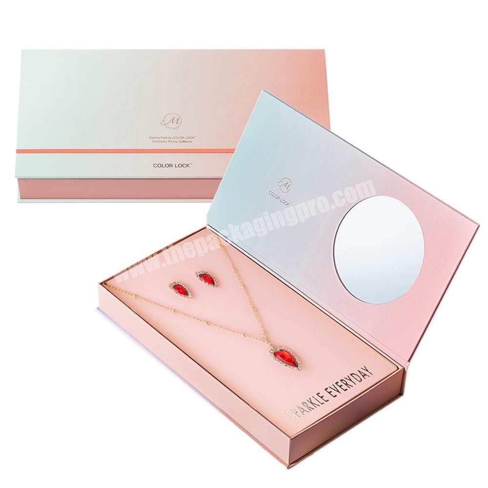 Custom Logo Luxury Paper Cardboard Small Pink paquetes para joyeria jewllery Necklace Box Packaging