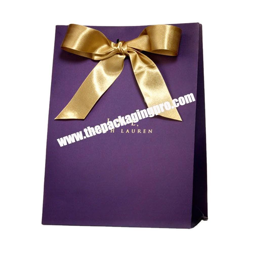 Custom Logo Luxury Paper Packaging Ribbon Closure Wedding Favour Gift Shopping Bag Paperbag