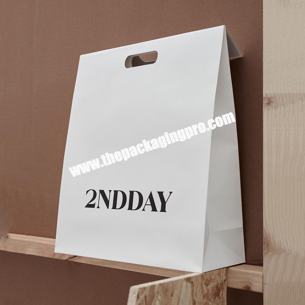Custom Logo Luxury White Paper Packaging Clothing Garment Gift Shopping Bag Paperbag