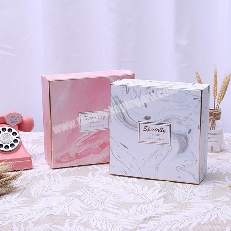Custom Logo Marble Pink Skin Care Gift Box Towel wedding bridesmaid Gift Box with lid