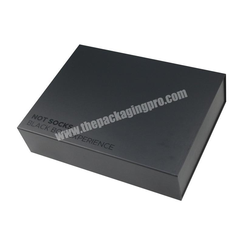Custom Logo Packaging Black Rigid Cardboard Gift Box With Magnet Collapsible Storage Box With Lid