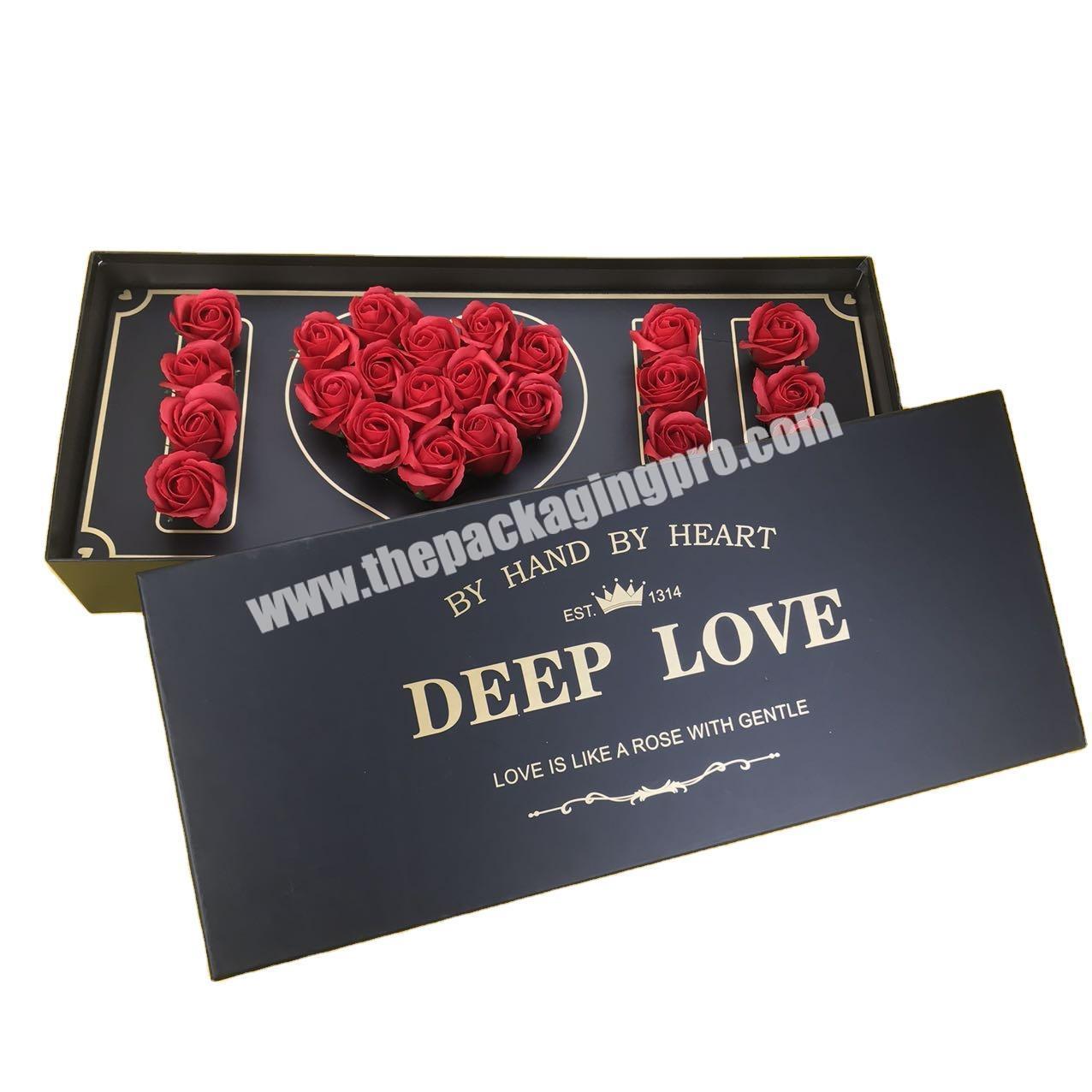Custom Logo Paper Cardboard Rectangle I Love You Flower Gift Packaging Box