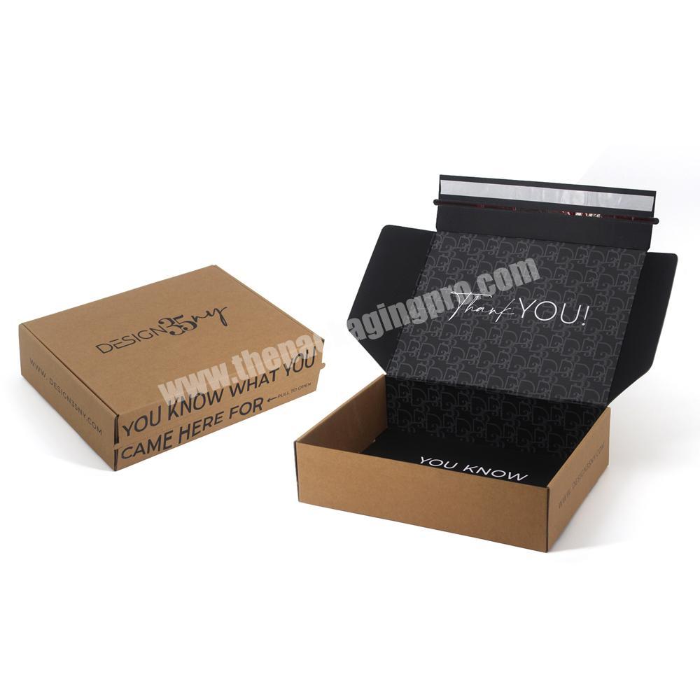 Custom Logo Personalised Black Recycle Kraft Ecommerce Packaging Boxes For Ecommerce
