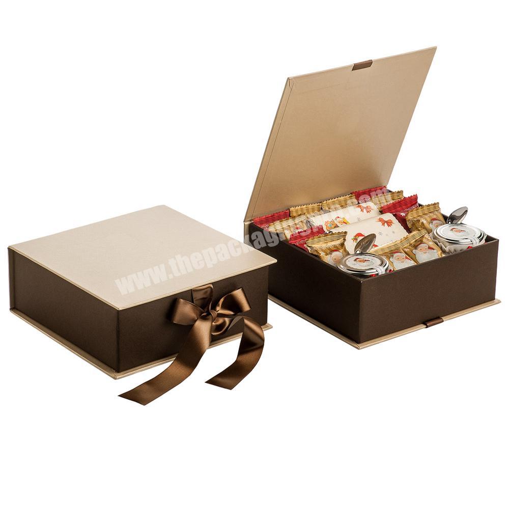 Custom Logo Personalised Empty Premium Chocolate Magnetic Packaging Gift Box For Chocolate With Ribbon Bow
