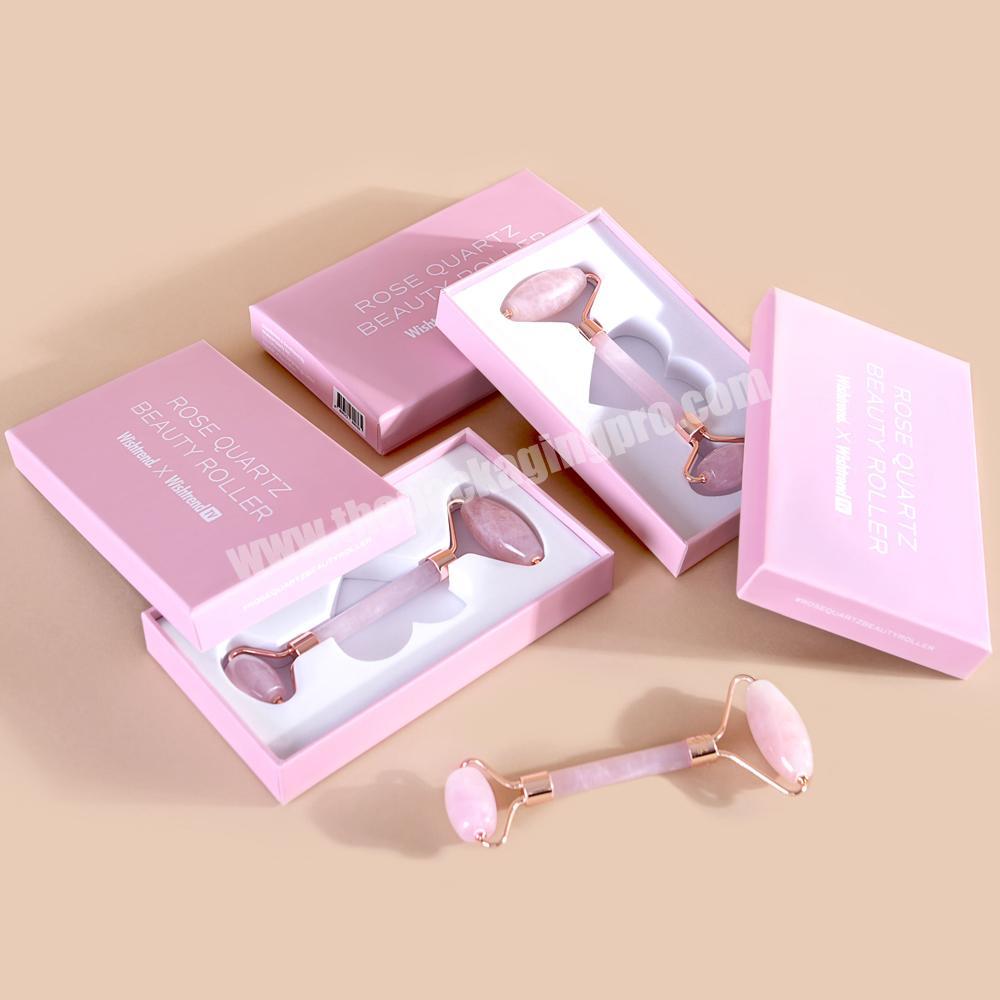 Custom Logo Pink Empty Guasha Gift Packing Jade Roller Gua Sha Packaging Box For Jade Roller