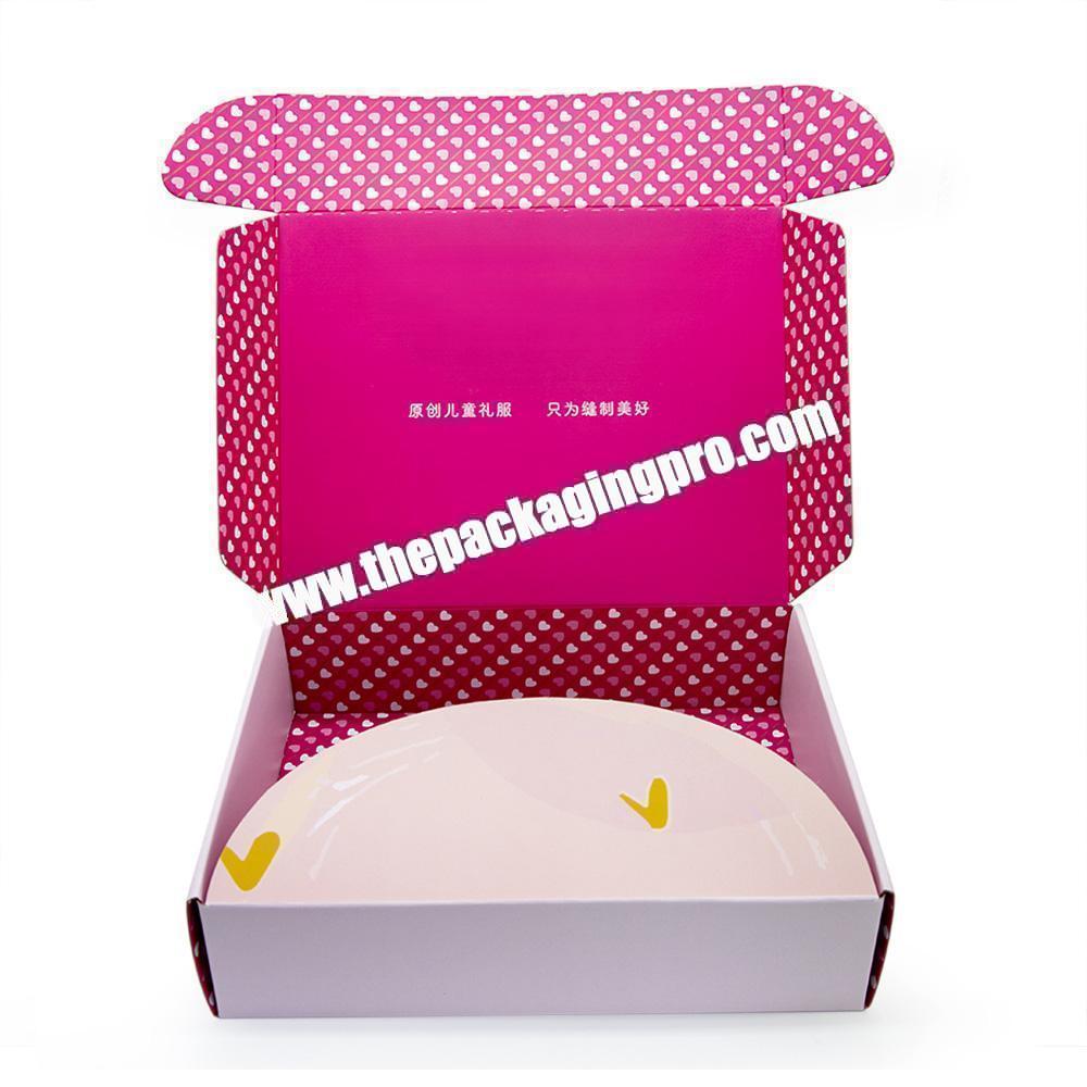 Custom Logo Pink Tuck End Corrugated Cardboard Paper Clothing Packaging Mailer Postal Shipping Box