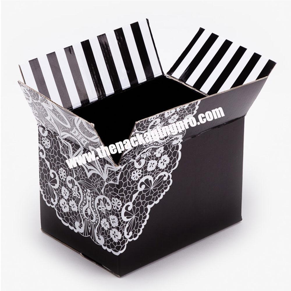 Custom Logo Printed Black Corrugated Cardboard Paper Wine Packaging Mailer Shipping Carton Box