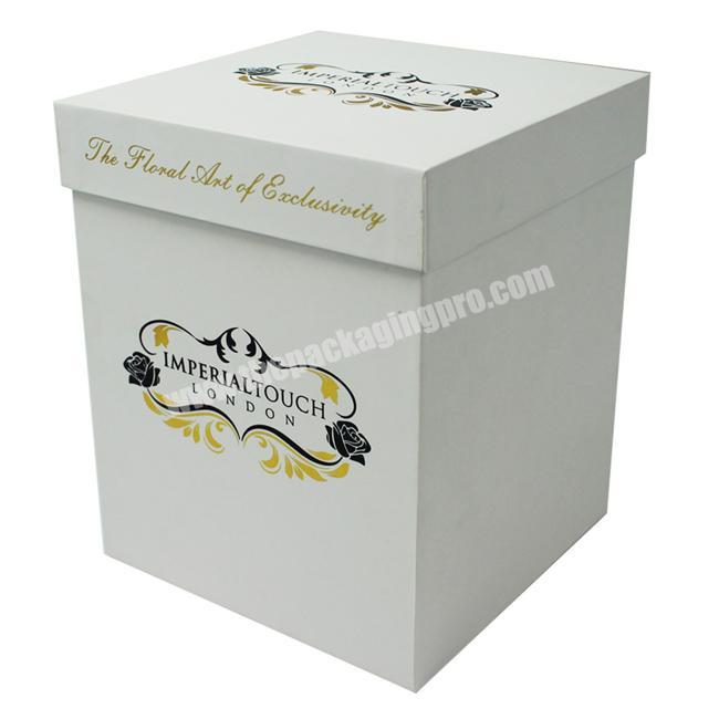 Custom Logo Printed Cardboard Square Flower Shipping Boxes With Handle
